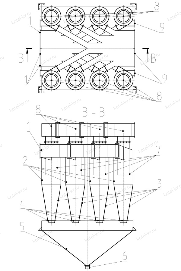 Циклон ЦН-15-6УП. Схема